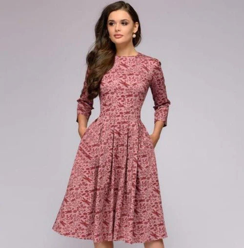 Image of Women's Floral Print A-Line Midi Dress