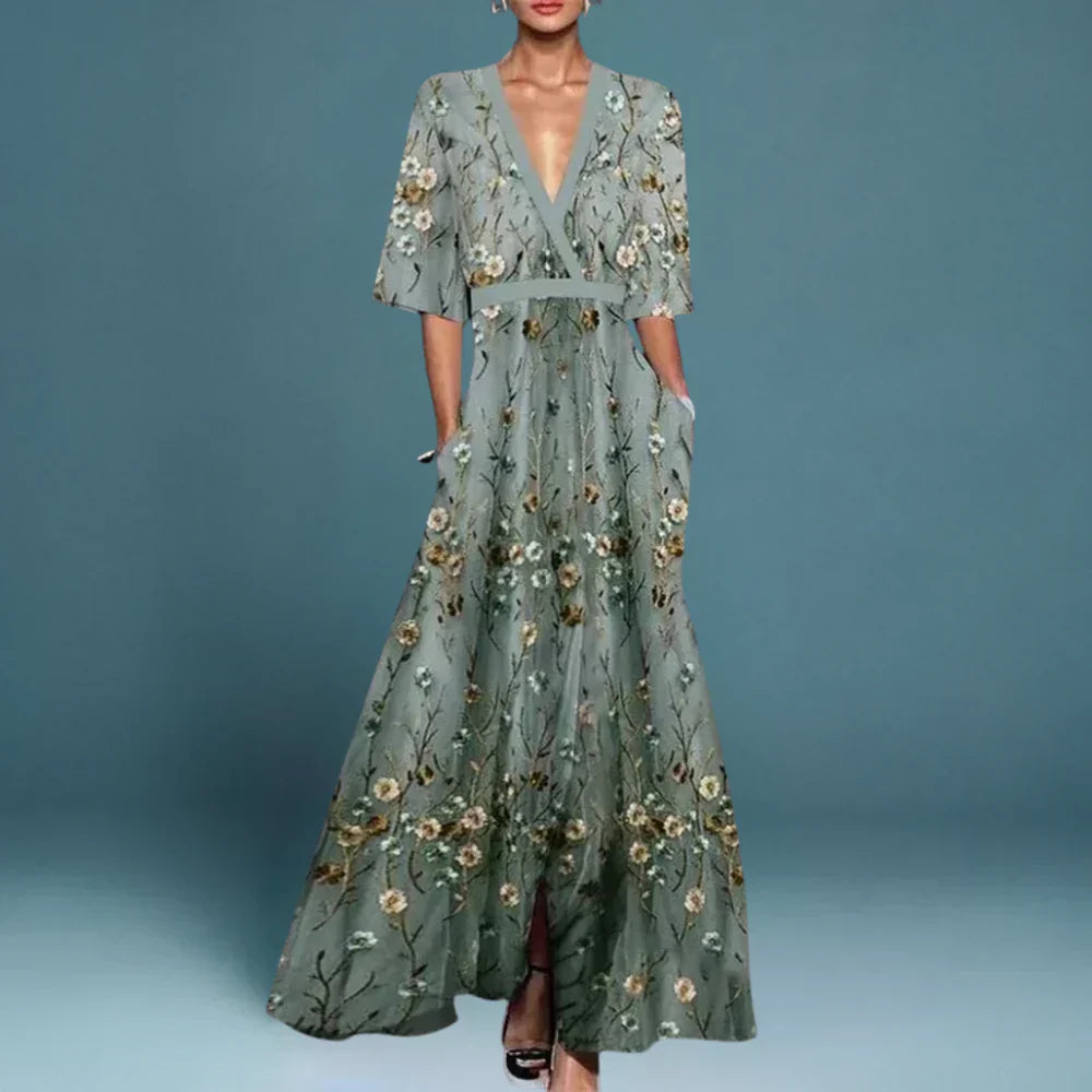 Image of Women's Floral V-Neck Maxi Dress