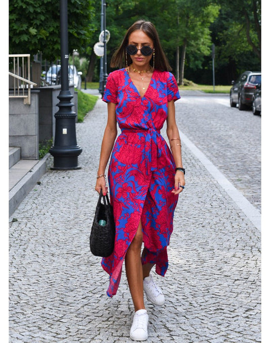 Image of Women's Floral Wrap Midi Dress