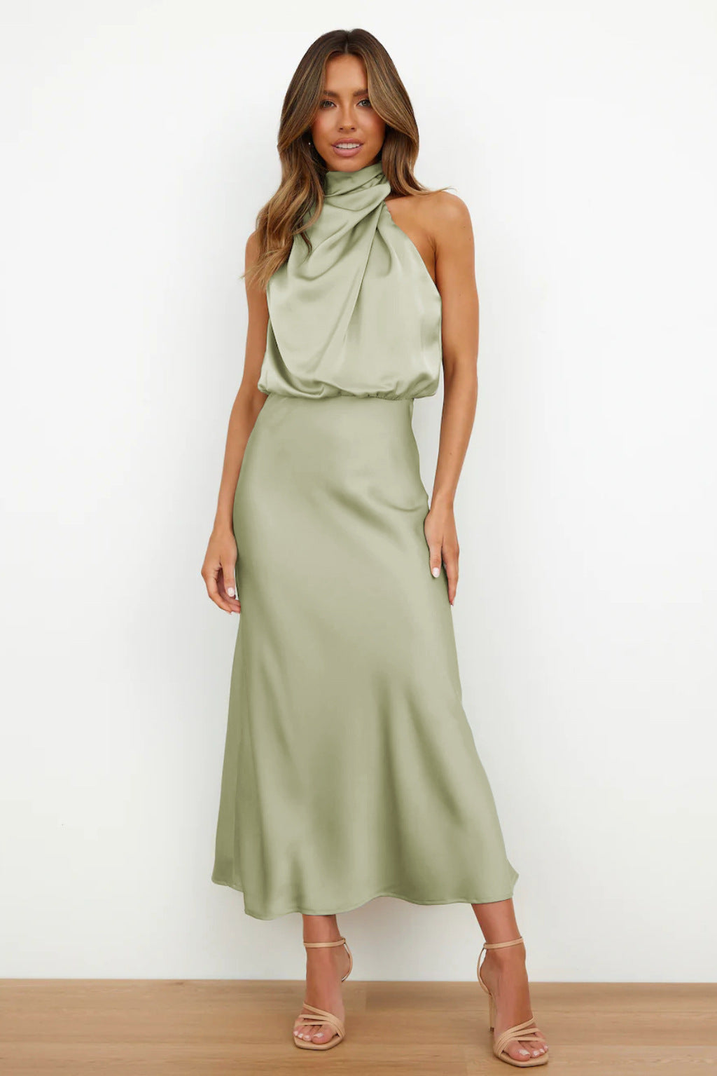 Image of Women's Halter A-Line Midi Dress