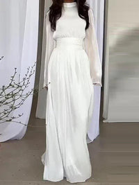 Elegant Long Sleeve A Line Empire Waist Maxi Dress