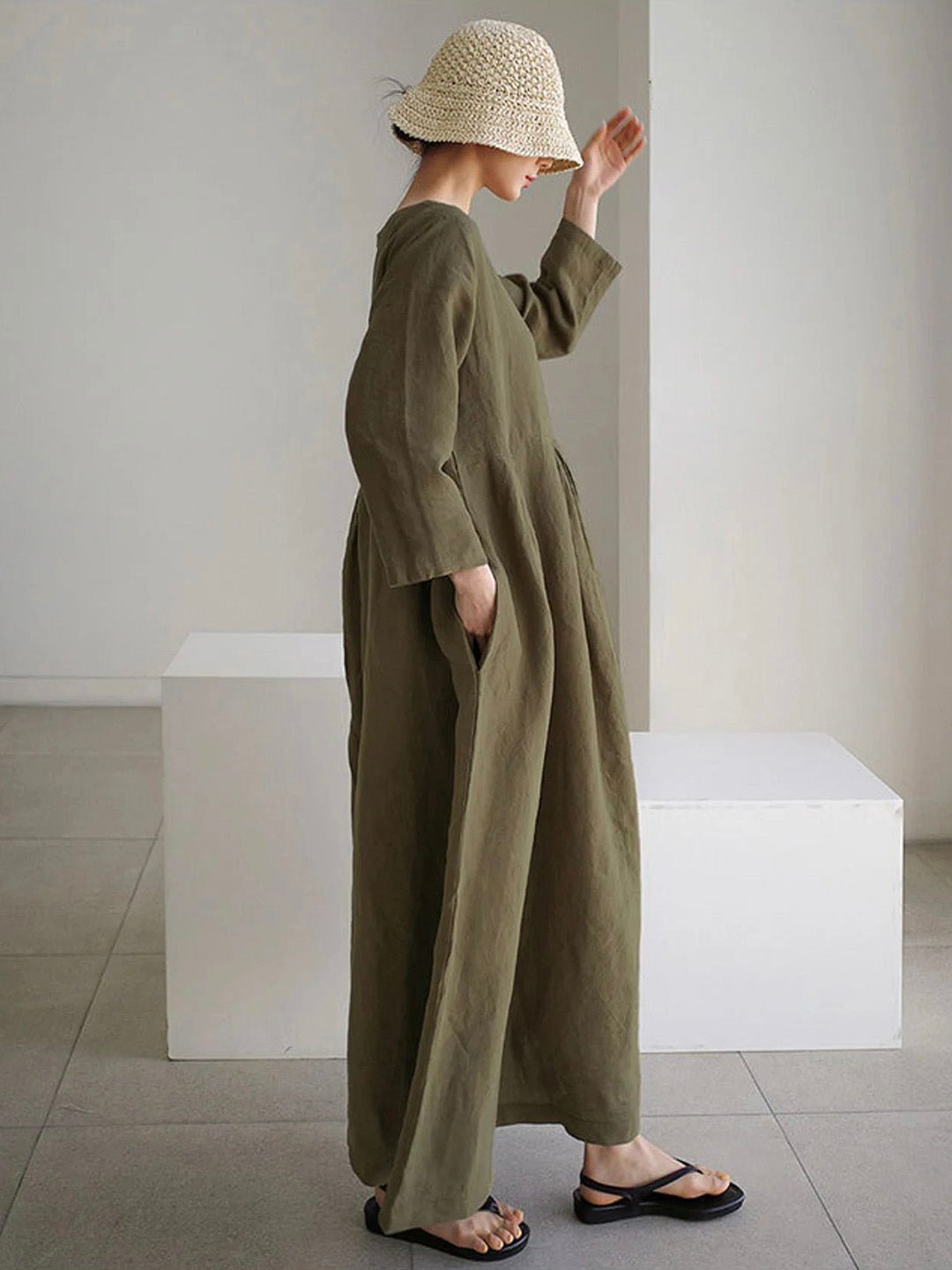 Image of Women's Long Sleeve A-Line Maxi Dress