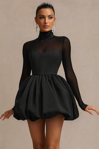 Elegant Long Sleeve A Line Mini Dress