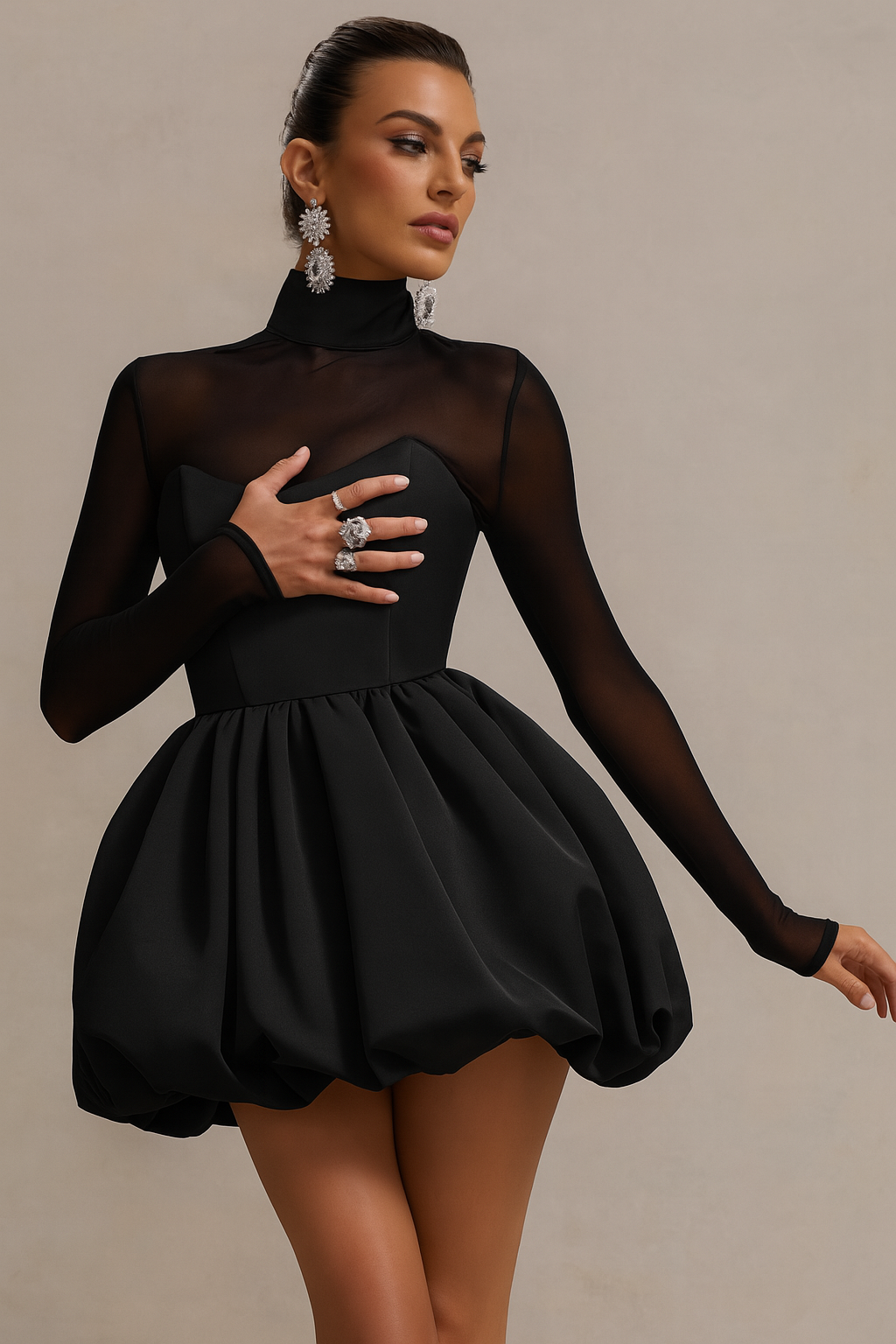 Image of Women's Long Sleeve A-Line Mini Dress