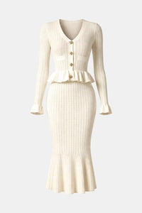 Elegant Knit Peplum Midi Dress