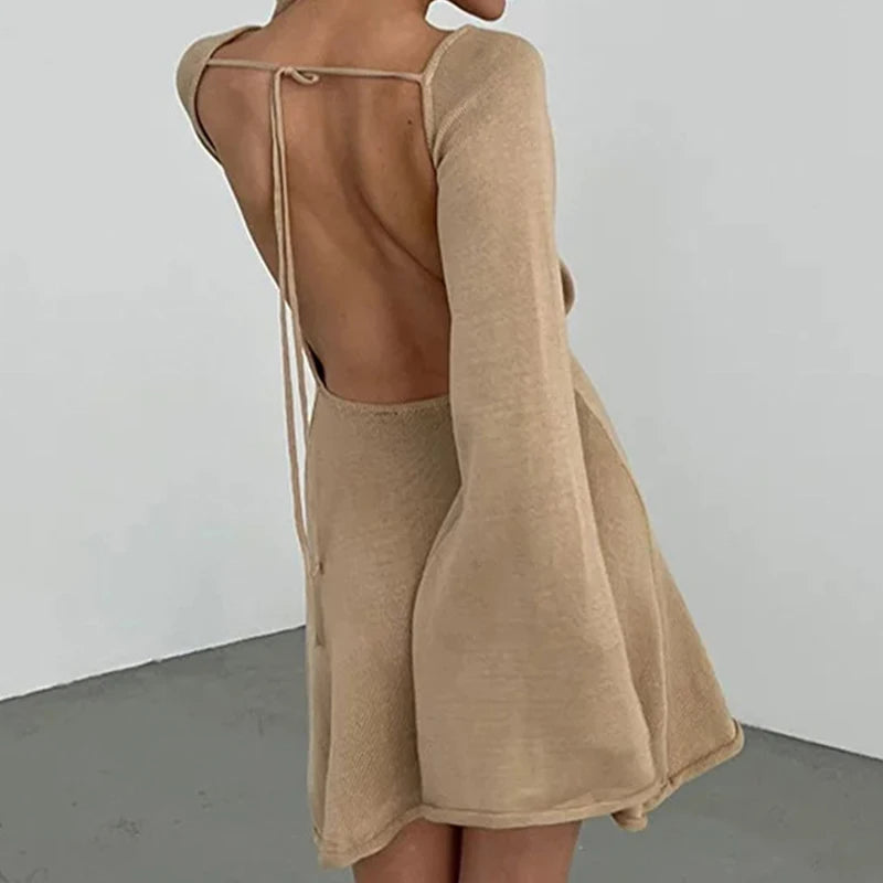 Image of Women's Long Sleeve Fitted Mini Dress