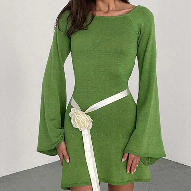 Image of Women's Long Sleeve Fitted Mini Dress
