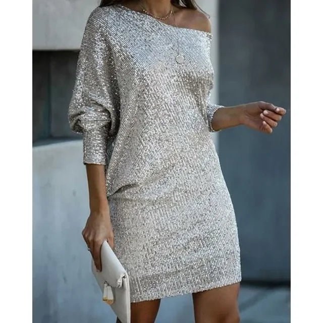 Image of Women's Long Sleeve Off-Shoulder Mini Dress