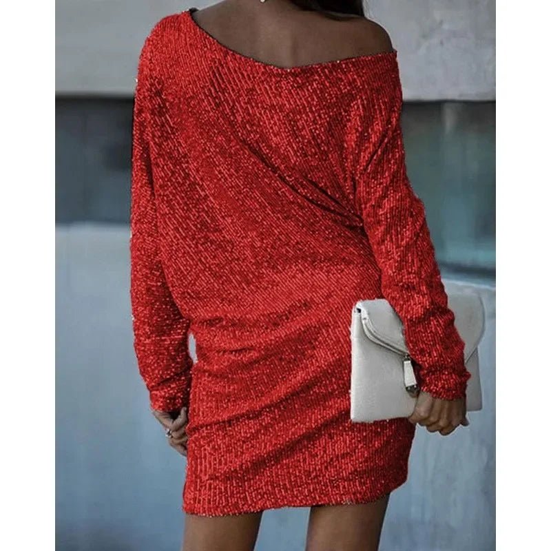 Image of Women's Long Sleeve Off-Shoulder Mini Dress