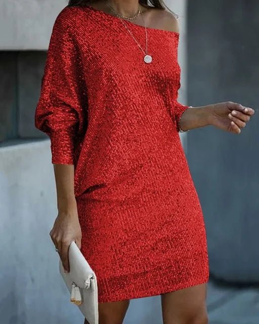 Image of Women's Long Sleeve Off-Shoulder Mini Dress
