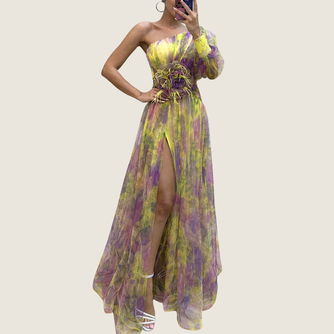 Image of Women's One Shoulder Floral Maxi Dress
