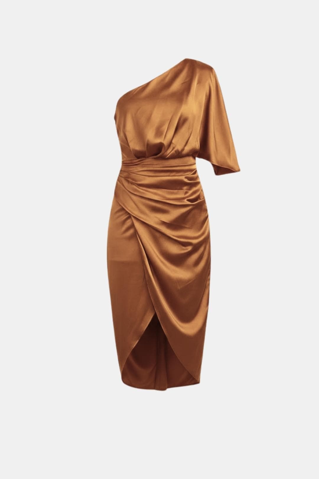 Image of Women's One-Shoulder Wrap Midi Dress