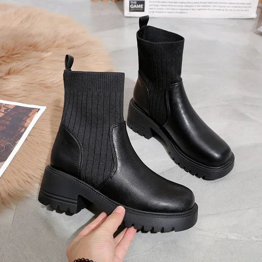 Image of Women's Platform Ankle Sock Boots
