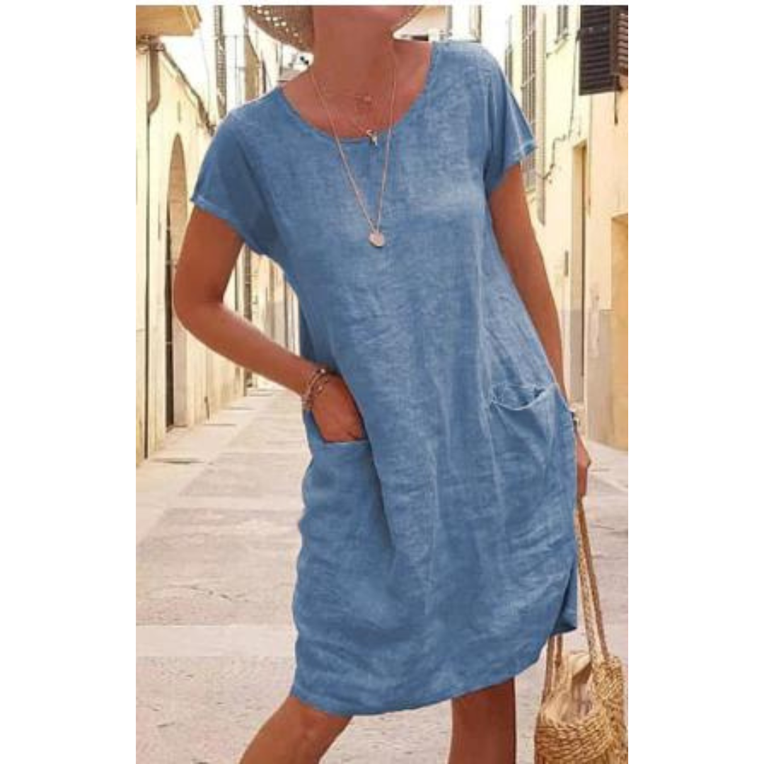 Image of Women's Scoop Neck Casual Midi Dress