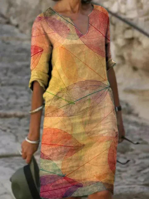 Image of Women's V-Neck A-Line Midi Dress