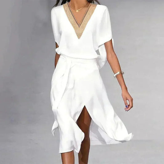 Image of Women's V-Neck Wrap Midi Dress