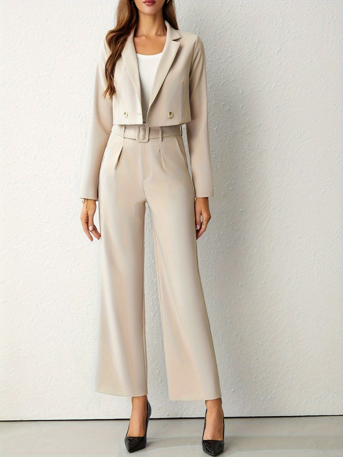 Image of Women's Wide Leg Pant Suit Set