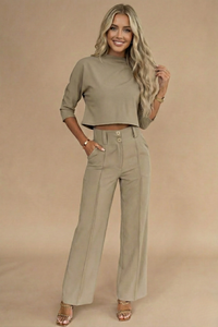 Women's Wide Leg Two-Piece Pant Set