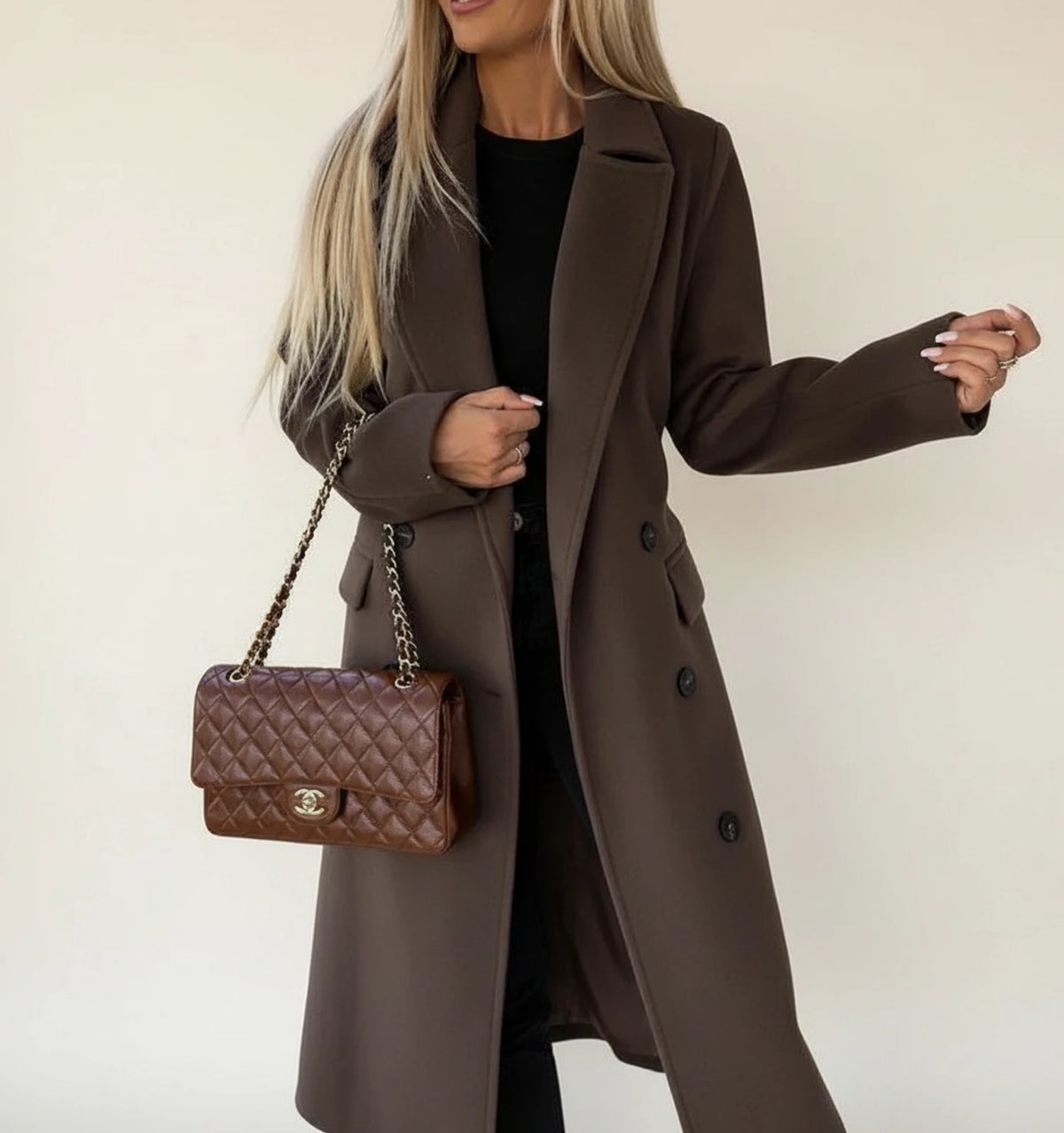 Women's Belted Midi Winter Overcoat