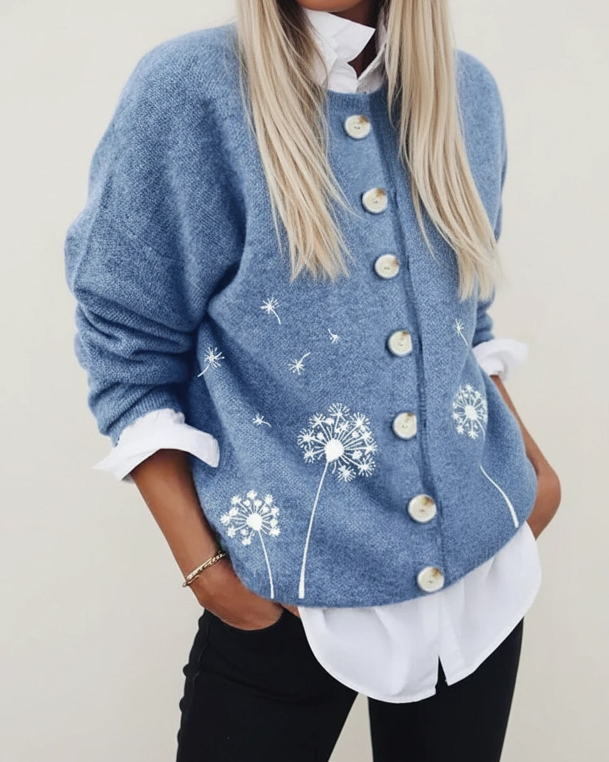 Women's Relaxed Button Front Winter Cardigan