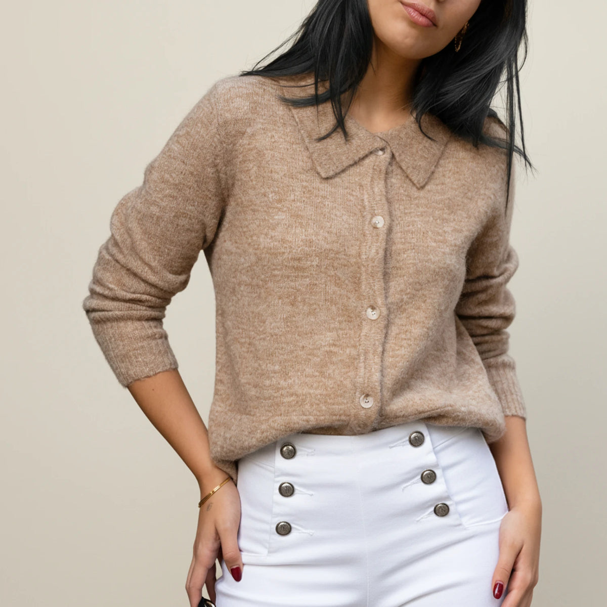 Women's Collared Winter Cardigan Sweater