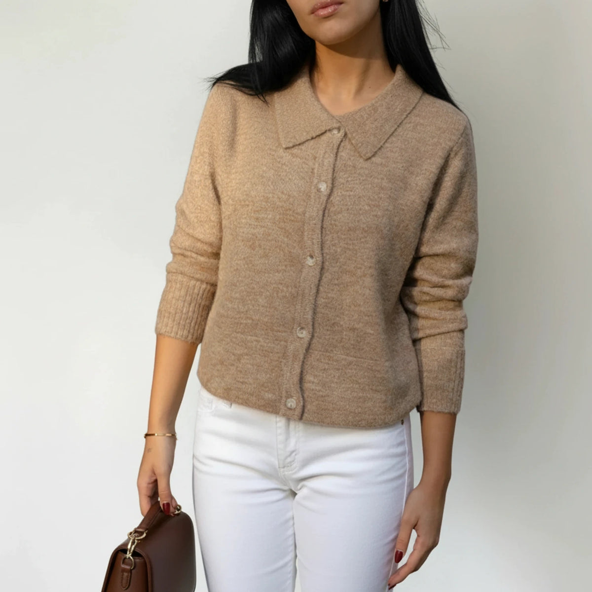 Women's Collared Winter Cardigan Sweater