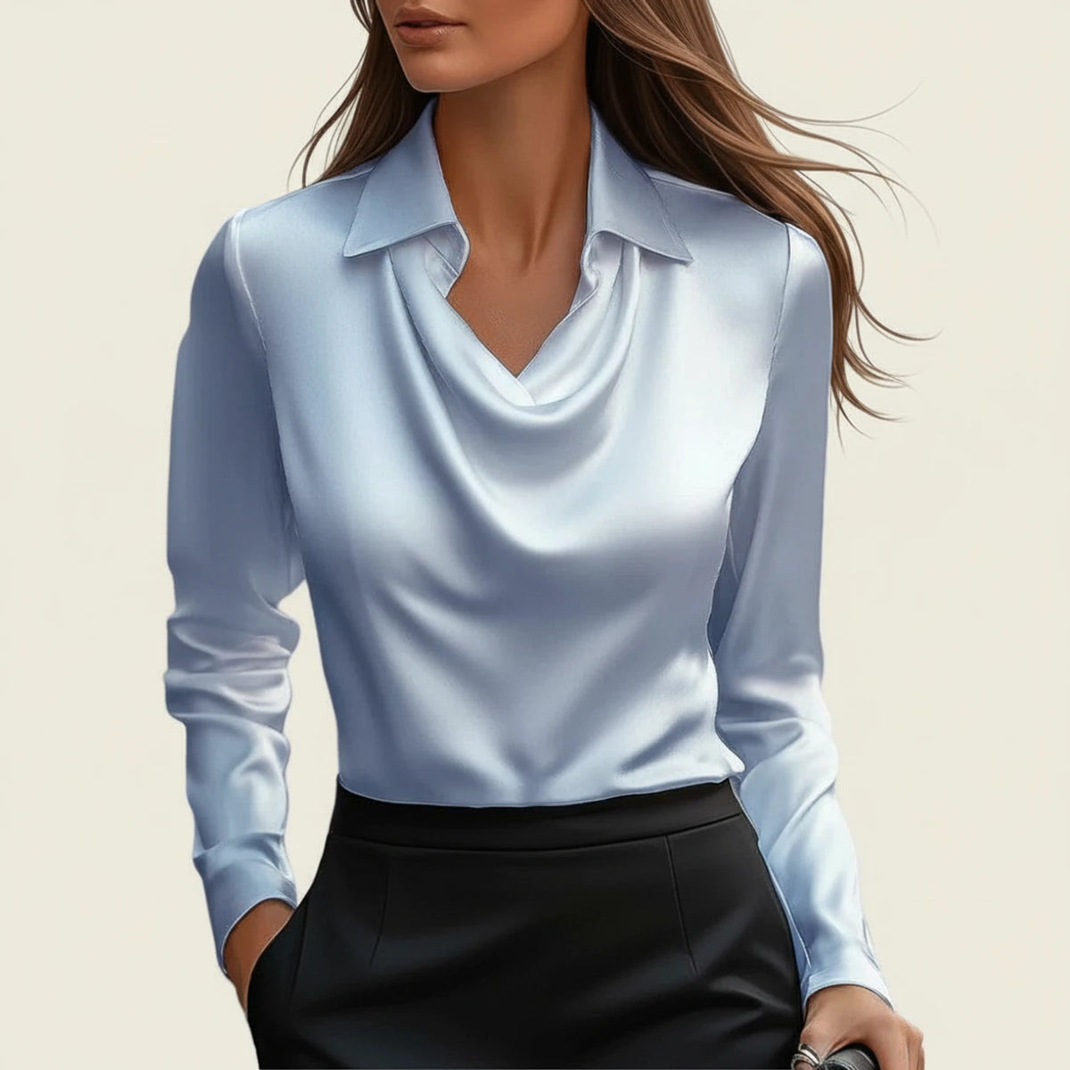 Women's Cowl Neck Satin Blouse