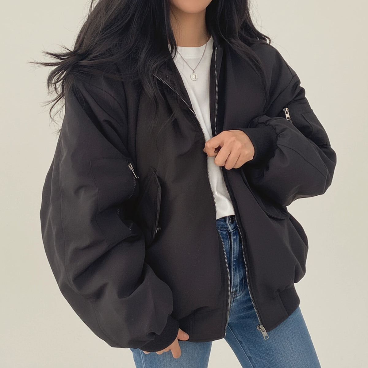 Women's Fur Hooded Bomber Jacket