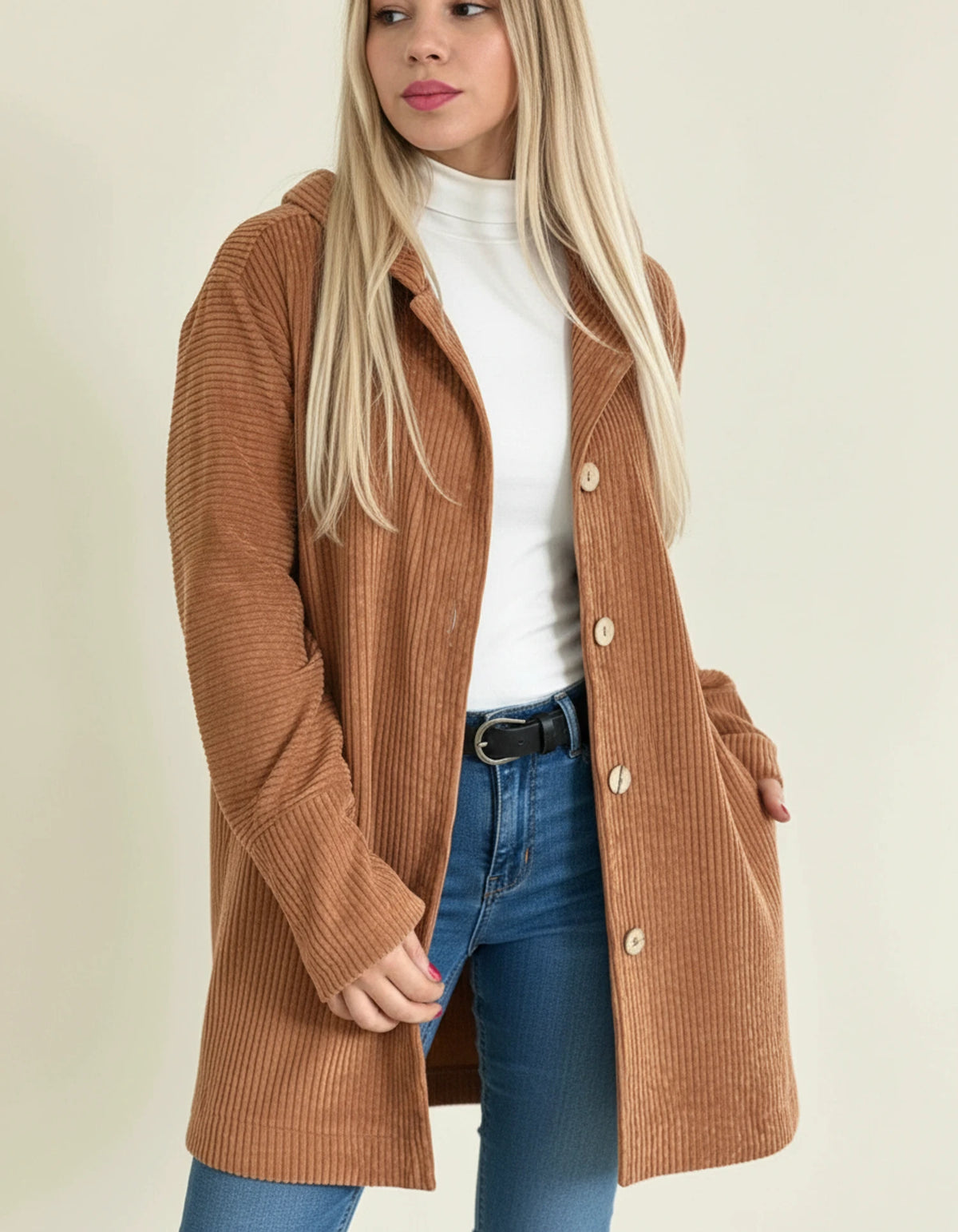 Women's Hooded Mid-Length Jacket