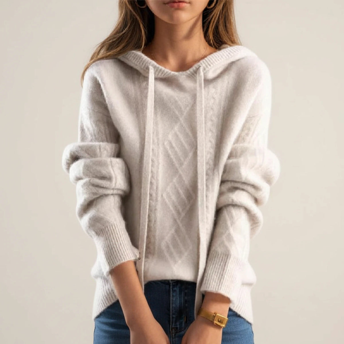 Women's Cozy Hooded Cable Knit Sweater