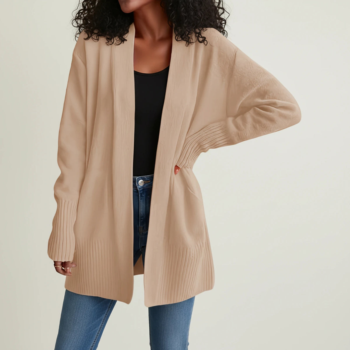Women's Mid-Length Open-Front Cardigan