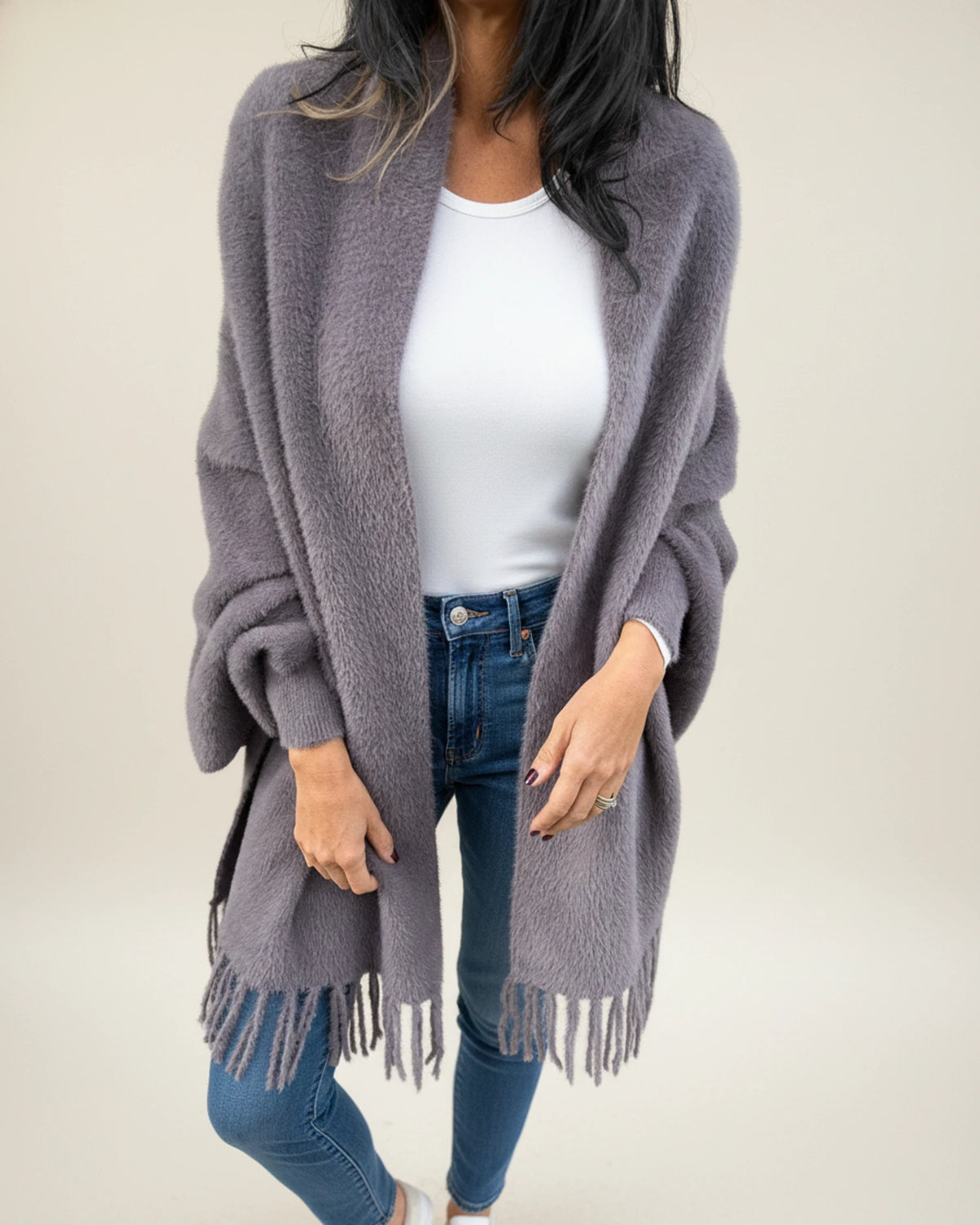 Women's Relaxed Fit Open Front Winter Cardigan