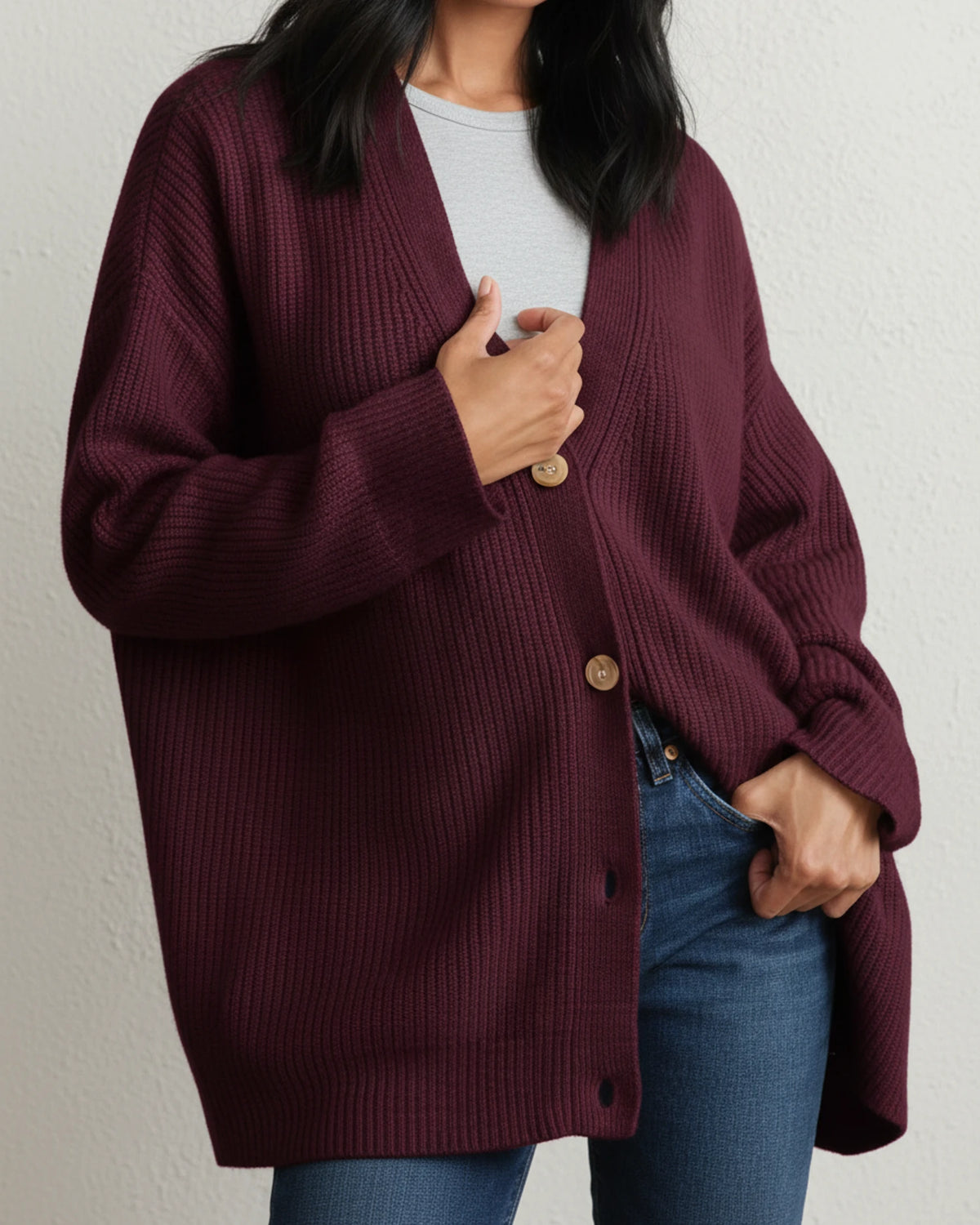 Women's Relaxed Fit Winter Cardigan with Buttons
