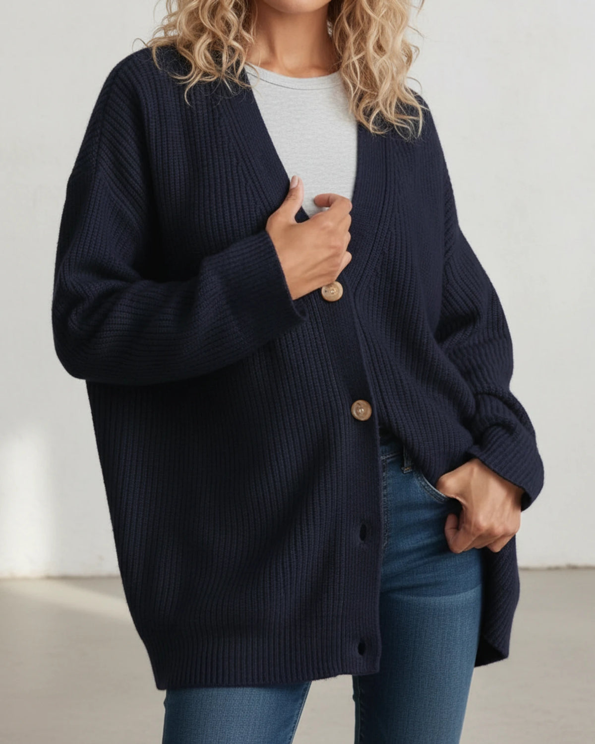 Women's Relaxed Fit Winter Cardigan with Buttons
