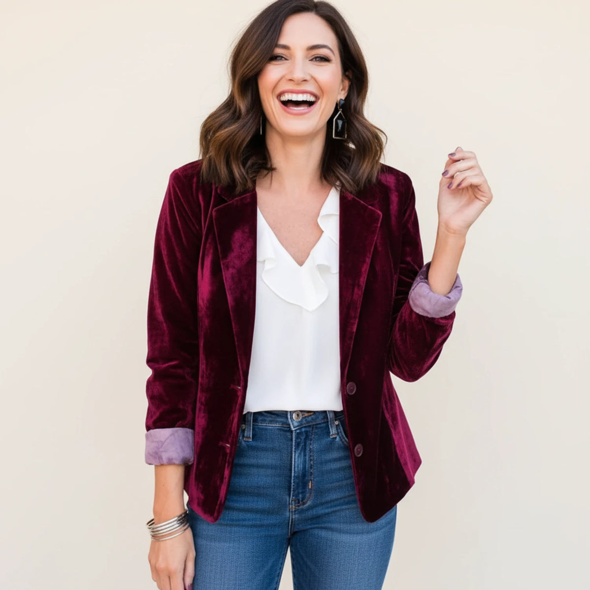 Women's Velvet Classic Blazer Jacket