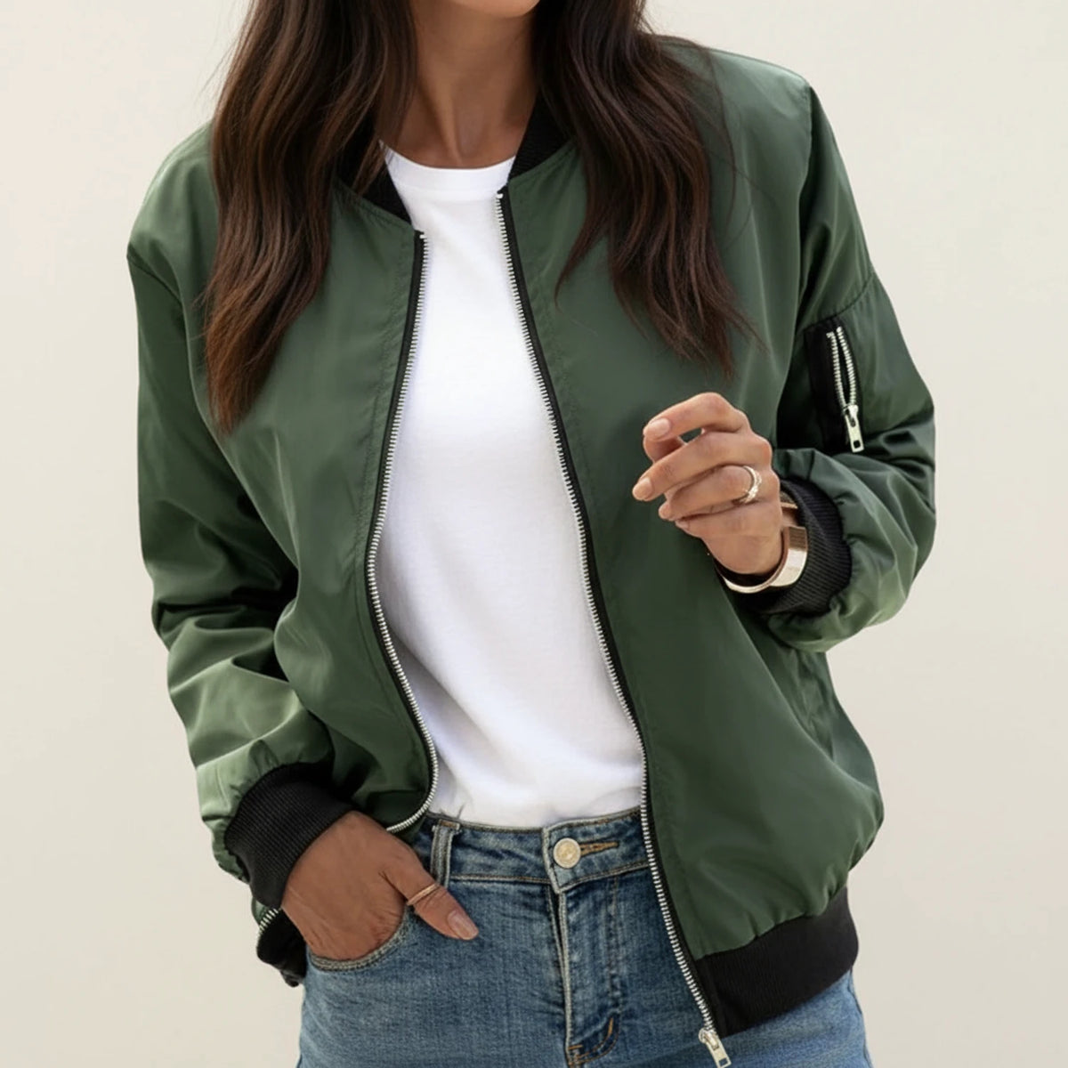 Women's Zip-Up Bomber Jacket