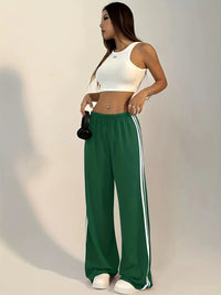 Women's Wide Leg Striped Track Pants