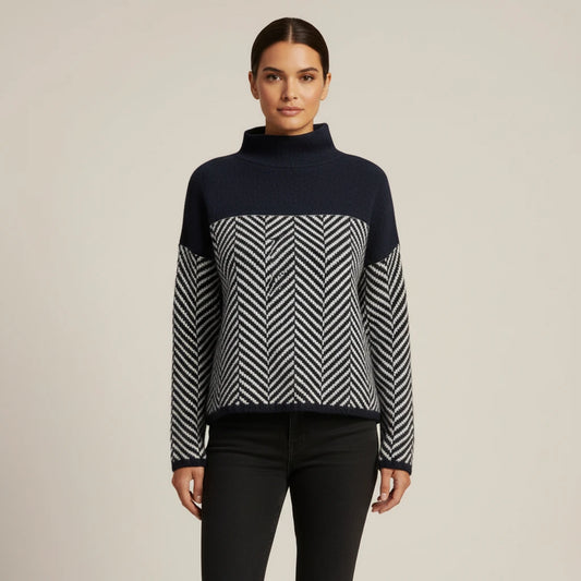 Women's Turtleneck Color Block Sweater